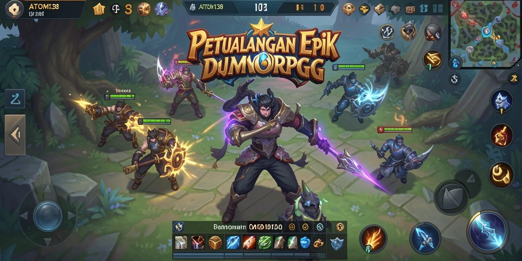Gameplay epik ATOM138 menampilkan pertempuran seru dengan pemain lain dan monster.