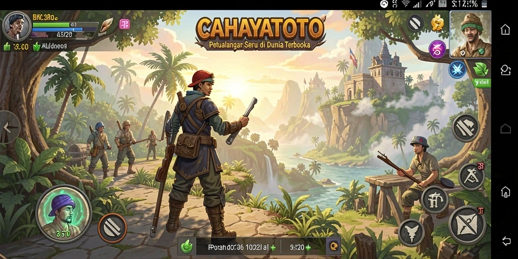 Screenshot gameplay CAHAYATOTO menampilkan pemandangan indah dunia terbuka.