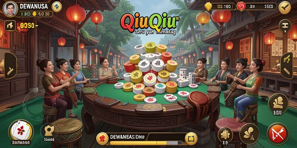 Screenshot DEWANUSA yang menampilkan keseruan bermain QiuQiu.