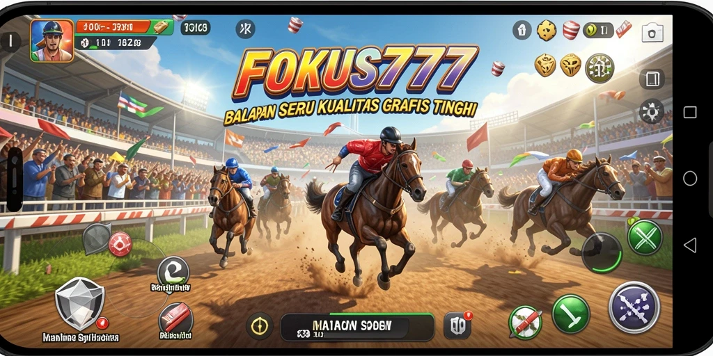 Screenshot FOKUS777 menunjukkan aksi balapan yang intens dan mendebarkan.