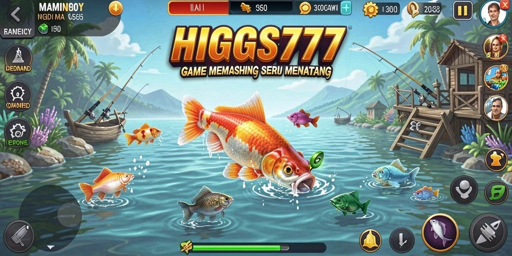 Screenshot gameplay HIGGS777 dengan suasana memancing yang menegangkan.
