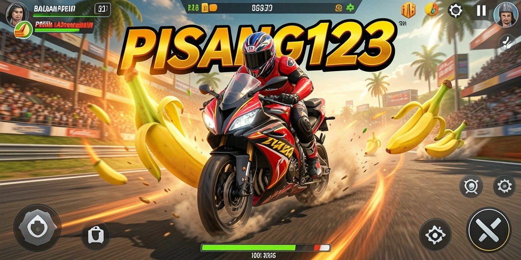 Screenshot gameplay PISANG123 dengan aksi balapan motor yang cepat dan seru.
