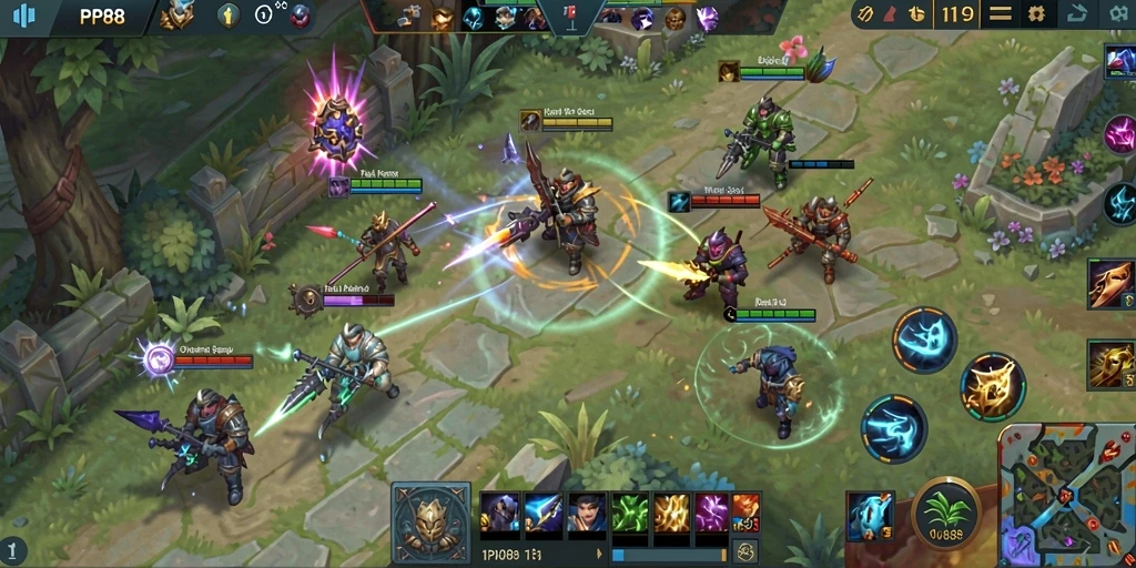 Gameplay seru PP88 dengan aksi MOBA yang intens.