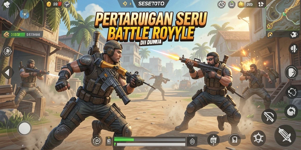 Screenshot dari gameplay SESETOTO yang menegangkan dalam pertarungan Battle Royale.
