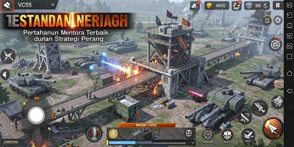 Tampilan gameplay menarik dari VC55 dalam mode Tower Defense.