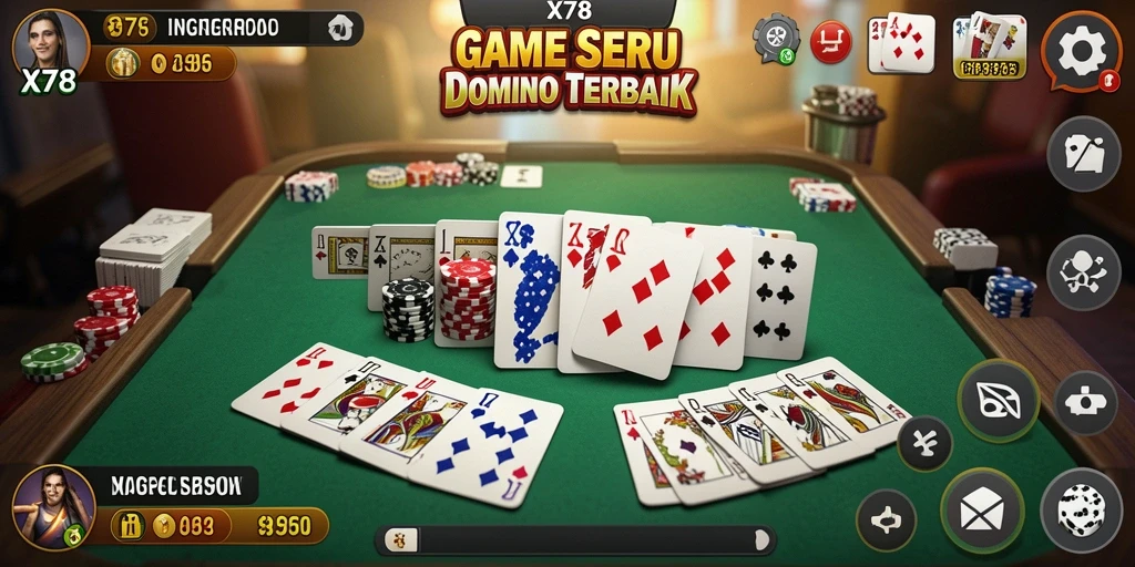 Screenshot X78 menunjukkan gameplay domino yang mendebarkan dan interaktif.